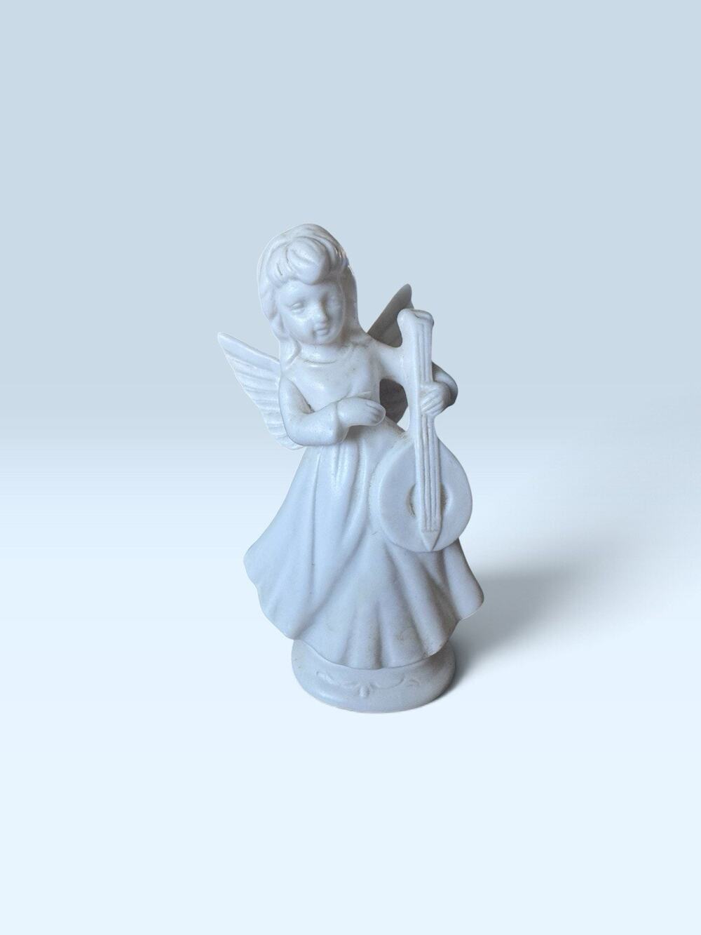 Vintage Parma by AAI Bisque Porcelain Musical Angel Figurine 4.5"